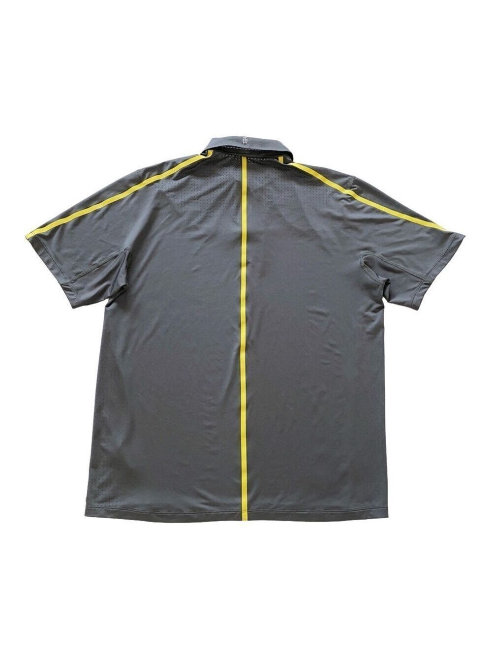 Nike TW Tiger Woods Dri-Fit Perforated Panel Polo Shirt Gray Mens Size L Logo